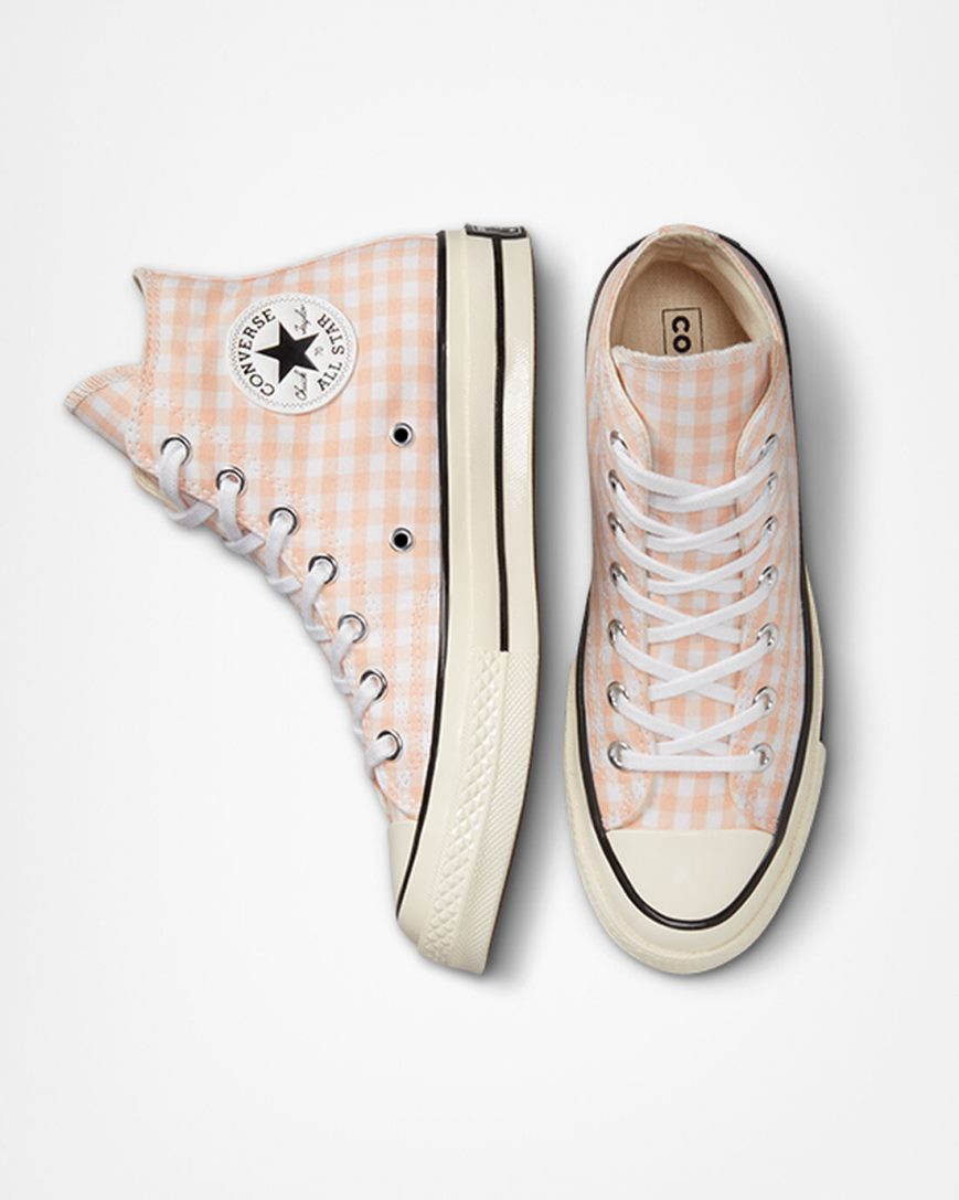 Women's Converse Chuck 70 Gingham High Top Shoes Coral / White | AU 14639J